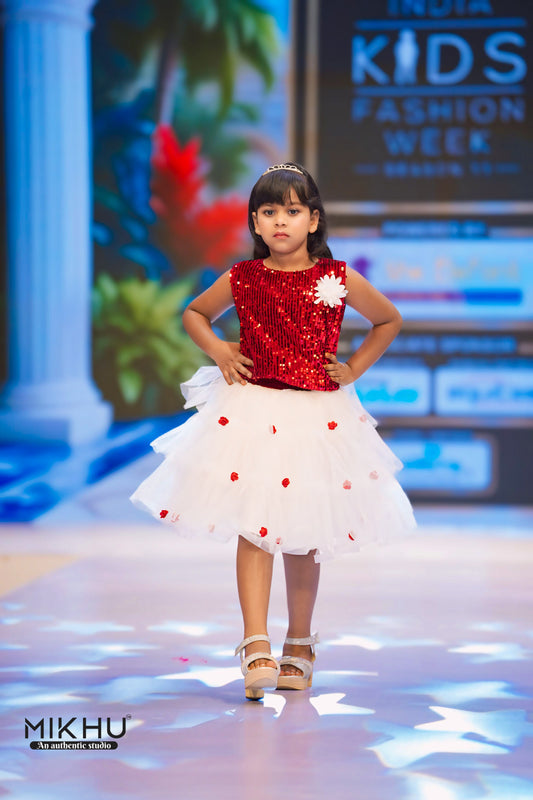 Red and white kids dress