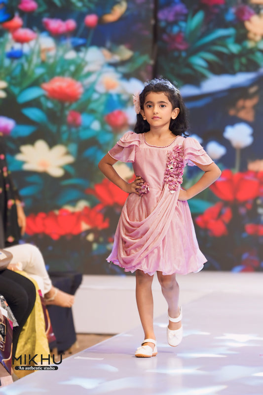 Designer pink girls' frock