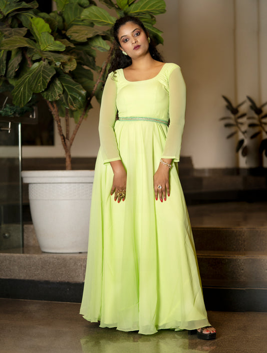 chartreuse pastel gown