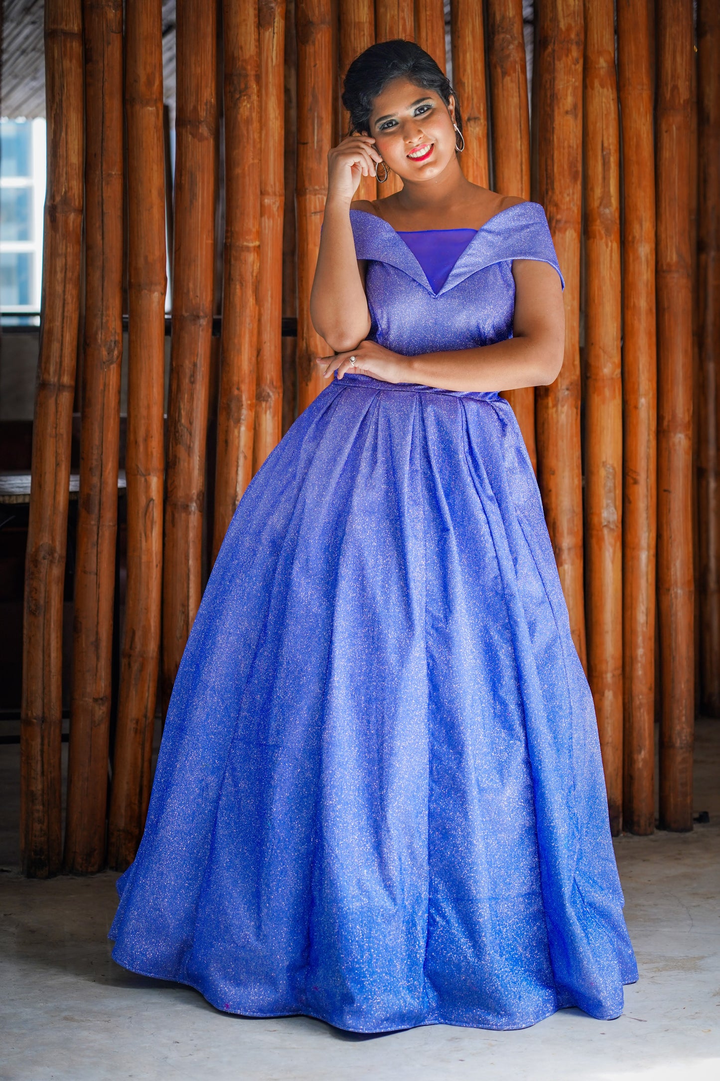 Elegant blue sparkling gown