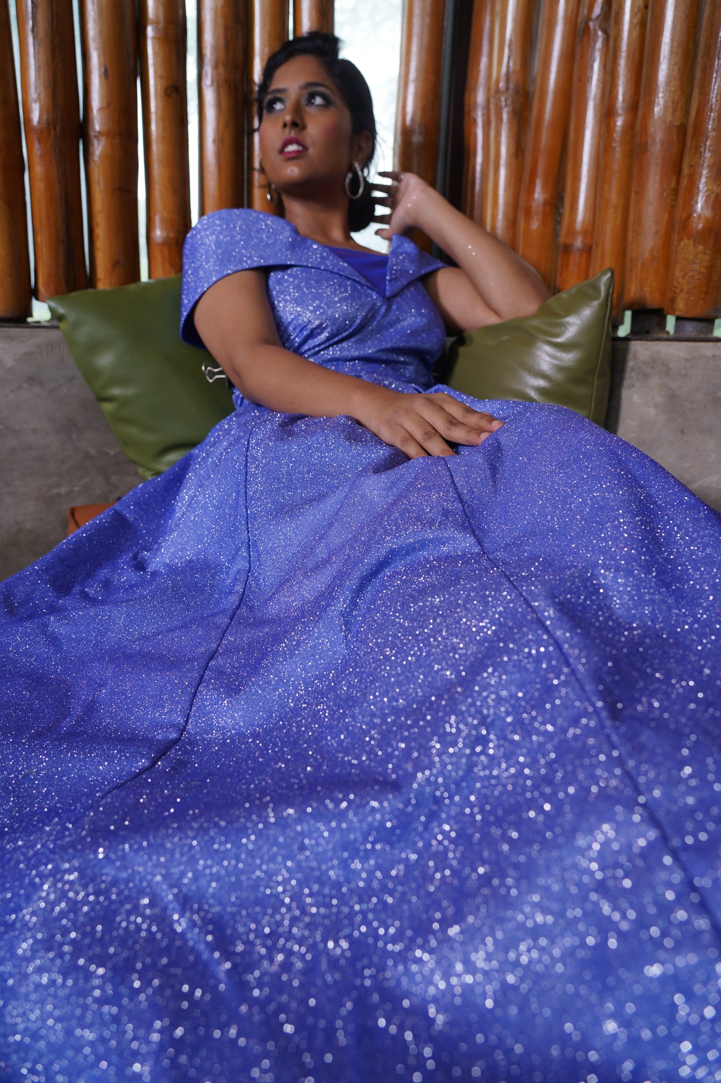 Elegant blue sparkling gown