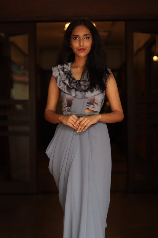 Grey designer saree