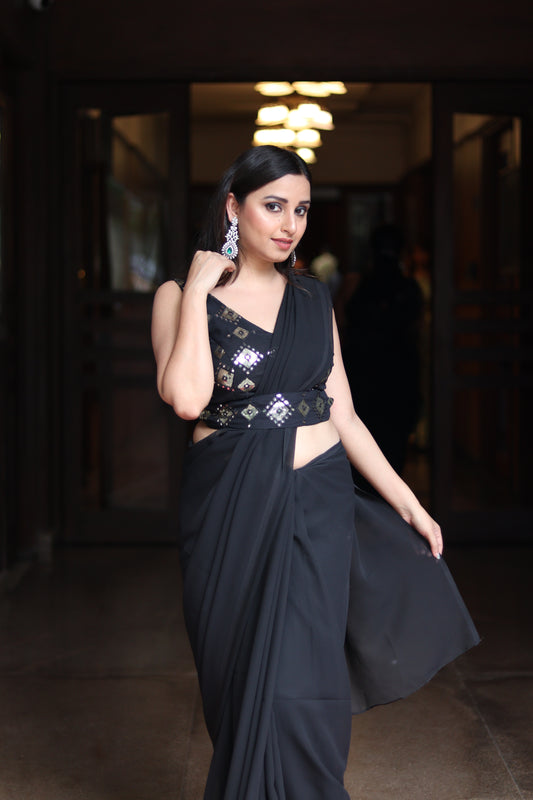 Black designer saree