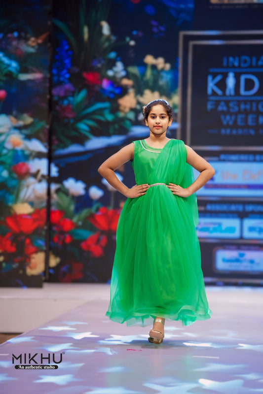 Green elegant kids frock